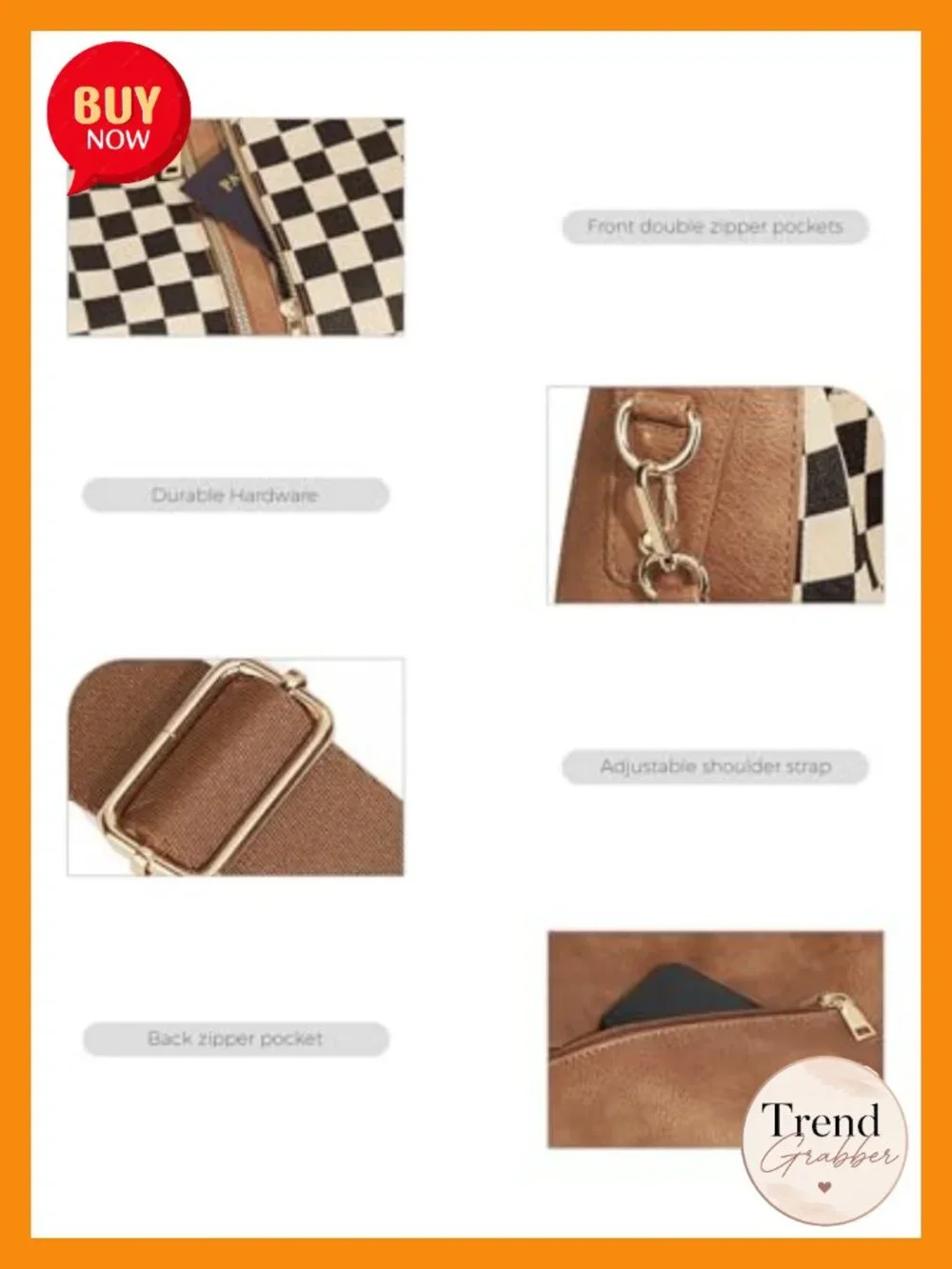 PU Leather Canvas Checkered Hobo Handbag Crossbody Tote Shoulder Bag